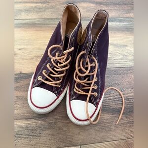 Converse Purple High-Top Sneakers with Tan Laces